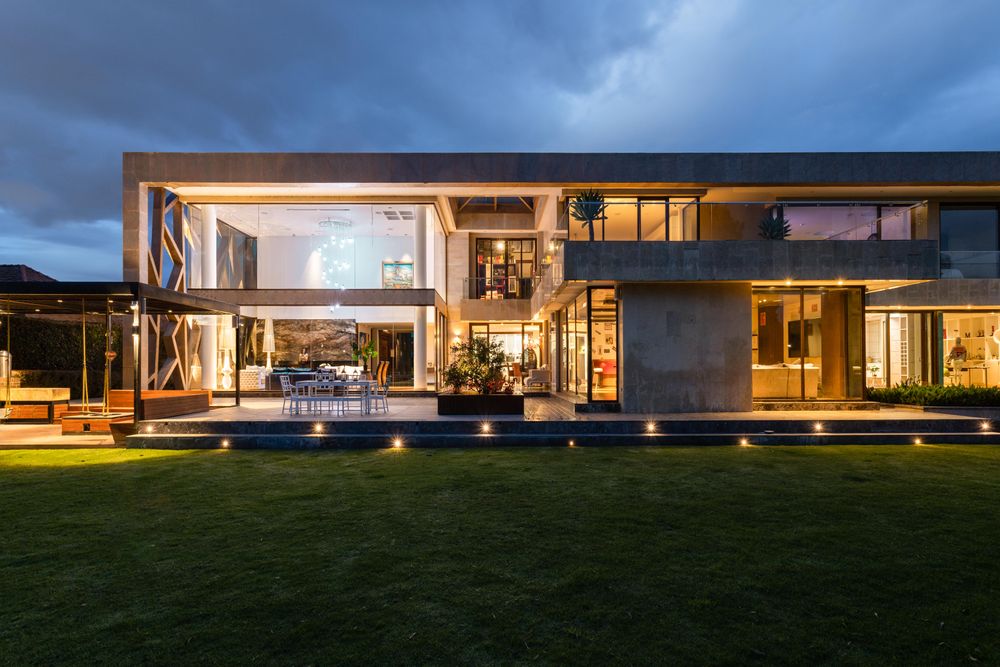 Modern ADU villa at dusk